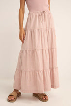 Load image into Gallery viewer, Rhythm Lola Checked Tiered Maxi Skirt - Dusty Pink