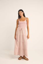 Load image into Gallery viewer, Rhythm Lola Checked Tiered Maxi Skirt - Dusty Pink