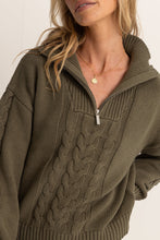Load image into Gallery viewer, Rhythm Cabelled Vintage Zip Knit - Olive