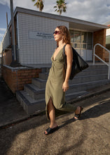 Load image into Gallery viewer, Afends Halle Linen Maxi Dress - Deep Olive