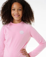 Load image into Gallery viewer, Rip Curl Icon UV Brushed L/S Rashie (8-16) - Bright Pink
