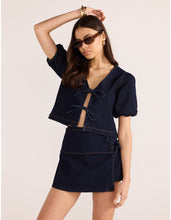 Load image into Gallery viewer, MINKPINK Camilla Denim Tie Crop Top - Midnight