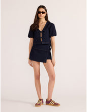 Load image into Gallery viewer, MINKPINK Camilla Denim Tie Crop Top - Midnight