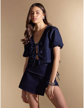 Load image into Gallery viewer, MINKPINK Camilla Denim Tie Crop Top - Midnight