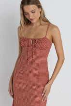 Load image into Gallery viewer, Rhythm Lola Check Gathered Maxi Dress - Red