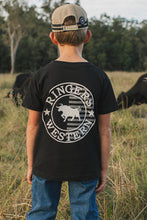 Load image into Gallery viewer, Ringers Western Signature Bull Flag Kids Classic Fit T-Shirt - Black