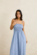 Load image into Gallery viewer, Rhythm Classic Shirred Midi Dress - Steel Blue