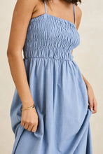 Load image into Gallery viewer, Rhythm Classic Shirred Midi Dress - Steel Blue
