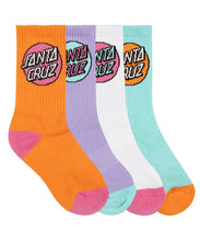 Load image into Gallery viewer, Santa Cruz Youth Other Dot Crew 4Pack Socks - O/L/W/A