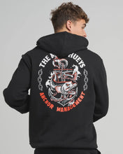 Load image into Gallery viewer, The Mad Hueys Anchor Management Hooded Pullover - Black