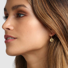 Load image into Gallery viewer, Arms Of Eve Protective Eye Gold Hoop Huggies Earrings