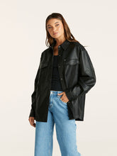 Load image into Gallery viewer, Lee Vegan Leather Shirt Faux Black