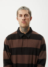 Load image into Gallery viewer, Afends Nation Long Sleeve Polo - Coffee Stripe