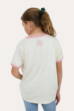 Load image into Gallery viewer, Ringers Western Cross My Heart Youth Girls Ringer T-Shirt - Bone