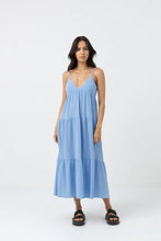 Load image into Gallery viewer, Rhythm Cleo Tiered Midi Dress - Ocean