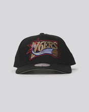 Load image into Gallery viewer, Mitchell & Ness 76ers EG Pro Pinch Hat - Black