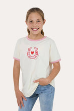Load image into Gallery viewer, Ringers Western Cross My Heart Youth Girls Ringer T-Shirt - Bone