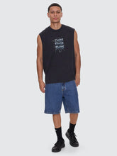 Load image into Gallery viewer, Thrills Run for The Hills Box Fit Oversize Muscle Tee - Washed Black