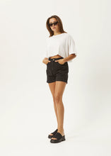 Load image into Gallery viewer, Afends Seventy Three's Organic Denim High Waisted Shorts - Washed Black