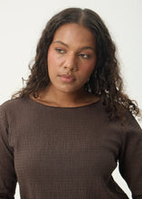Load image into Gallery viewer, Afends Focus Seersucker Long Sleeve Top - Coffee