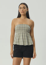 Load image into Gallery viewer, Afends Scout Check Strapless Top - Olive Check