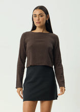 Load image into Gallery viewer, Afends Focus Seersucker Long Sleeve Top - Coffee