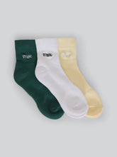 Load image into Gallery viewer, Thrills Minimal Thrills 3 Pack Sock - Varsity Green, White, Buttercream