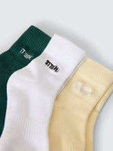 Load image into Gallery viewer, Thrills Minimal Thrills 3 Pack Sock - Varsity Green, White, Buttercream