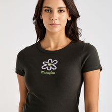 Load image into Gallery viewer, Wrangler Daisy Staple Rib Tee - Dark Slate