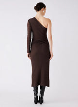 Load image into Gallery viewer, Esmaee Exile One Shoulder Midi Dress - Carob