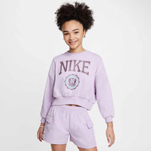 Load image into Gallery viewer, Nike Sportswear Club Girls' French Terry Crew-Neck Sweatshirt - Doll/Taupe Grey