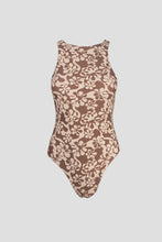 Load image into Gallery viewer, Rhythm Drifter Floral Cross Back One Piece - Chocolate