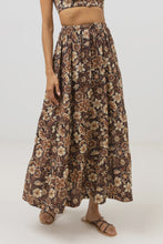 Load image into Gallery viewer, Rhythm Cantabria Floral Tiered Maxi Skirt - Brown