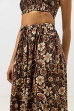 Load image into Gallery viewer, Rhythm Cantabria Floral Tiered Maxi Skirt - Brown