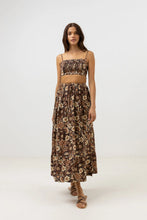 Load image into Gallery viewer, Rhythm Cantabria Floral Tiered Maxi Skirt - Brown