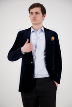 Load image into Gallery viewer, Savile Row Jonah Velvet Blazer - Navy