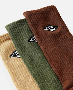 Rip Curl Diamond Crew Socks 3pk - Brown