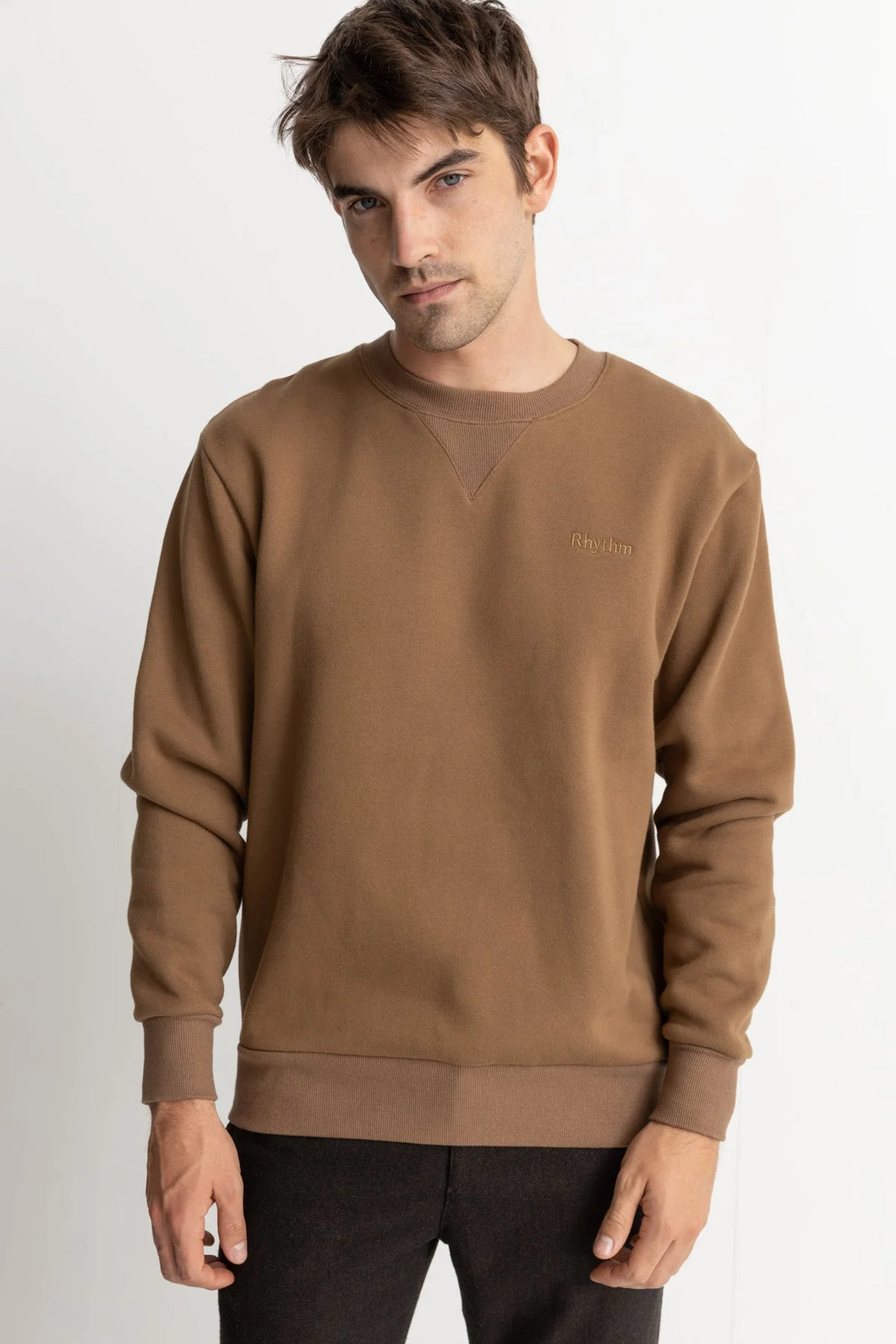 Rhythm Heavyweight Fleece Crew - Tobacco