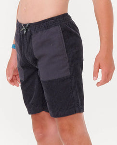 Rip Curl Fade Out Cord Volley Shorts (8-16) - Black