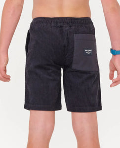 Rip Curl Fade Out Cord Volley Shorts (8-16) - Black