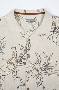 James Harper Havanna Cuban Collar Linen Shirt - Mocha