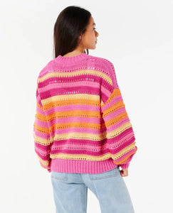 Rip Curl Neon Isles Cotton Stripe Knit - Pink