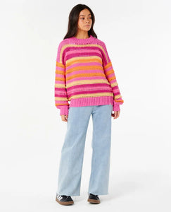 Rip Curl Neon Isles Cotton Stripe Knit - Pink