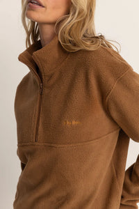 Rhythm Tulua 1/4 Zip Reverse Fleece - Brown