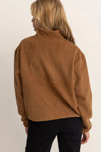 Rhythm Tulua 1/4 Zip Reverse Fleece - Brown