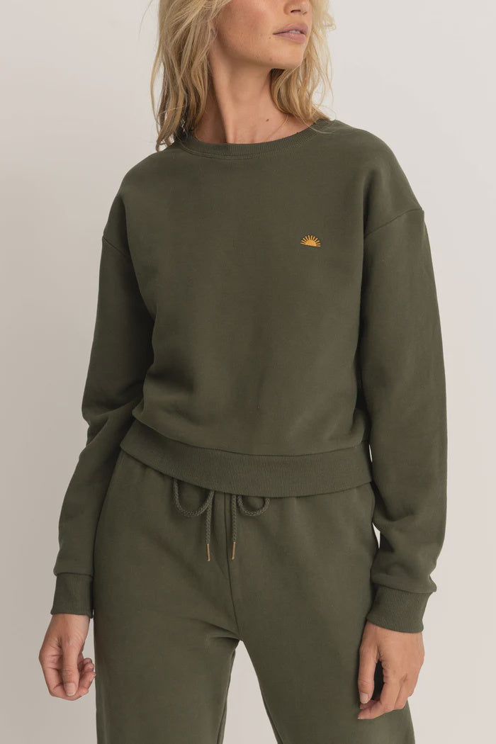 Rhythm Sunny Crew Neck Fleece - Khaki