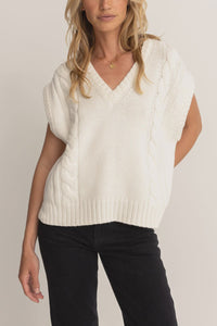 Rhythm Finley Cable Knitted Vest - White