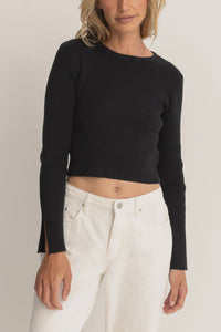 Rhythm Noemie Knit Long Sleeve Top - Black