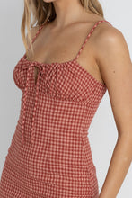 Load image into Gallery viewer, Rhythm Lola Check Gathered Maxi Dress - Red
