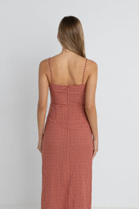 Rhythm Lola Check Gathered Maxi Dress - Red